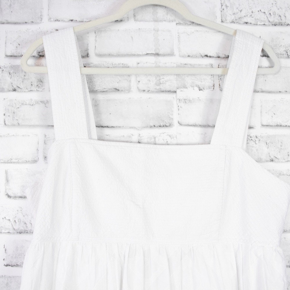 Madewell Midi Dress White Cotton Embroidery Summer Eyelet Cut Out Resort Size 14 - Picture 3 of 9